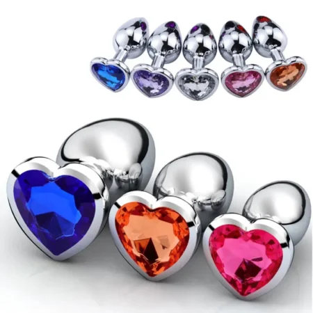 Heart Jewel Metal Anal Plug - Available in 3 Sizes