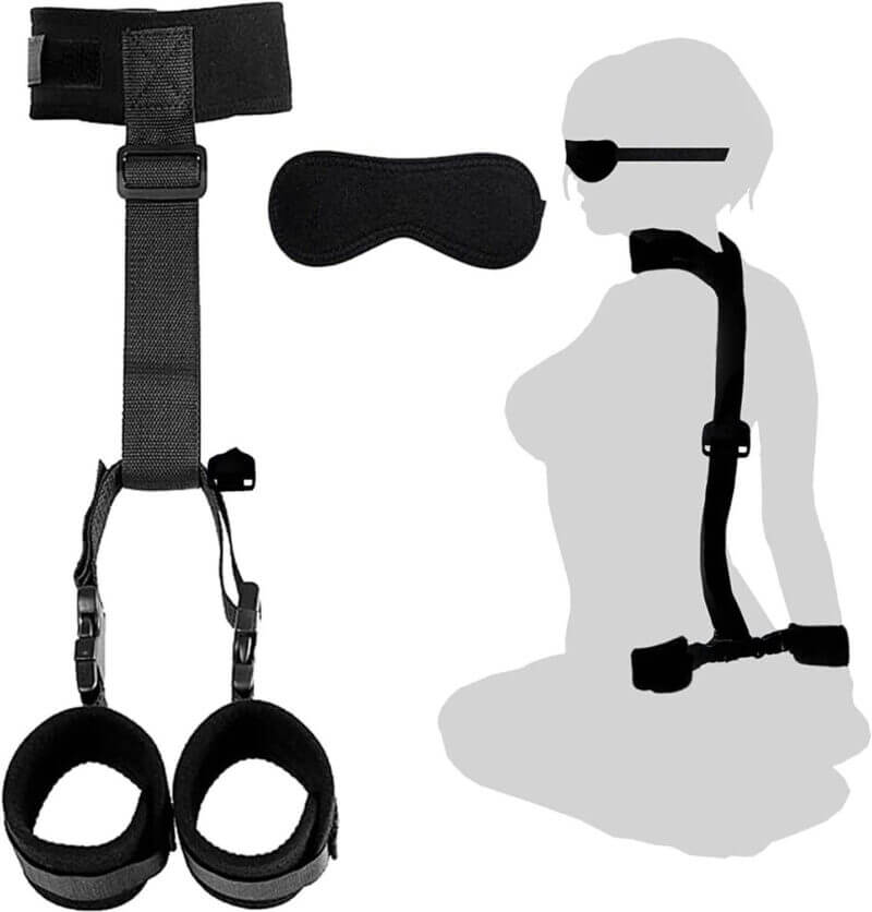 BDSM Bondage Handcuffs Collar with Blindfold