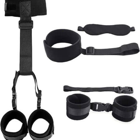 BDSM Bondage Handcuffs Collar with Blindfold (2)