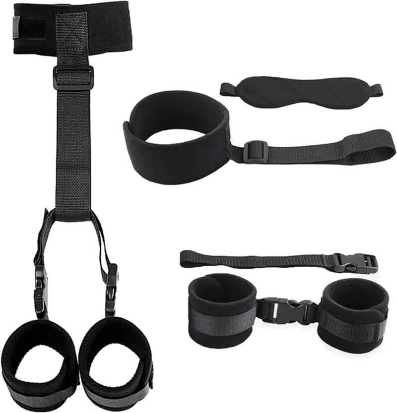 BDSM Bondage Handcuffs Collar with Blindfold (2)