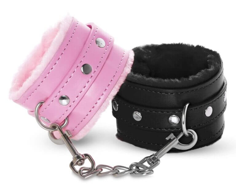 Leather Plush BDSM Ankle Handcuffs - 4 Colors Available