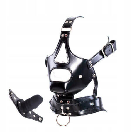 BDSM Head Bondage Harness Mask with Dildo Mouth Gag