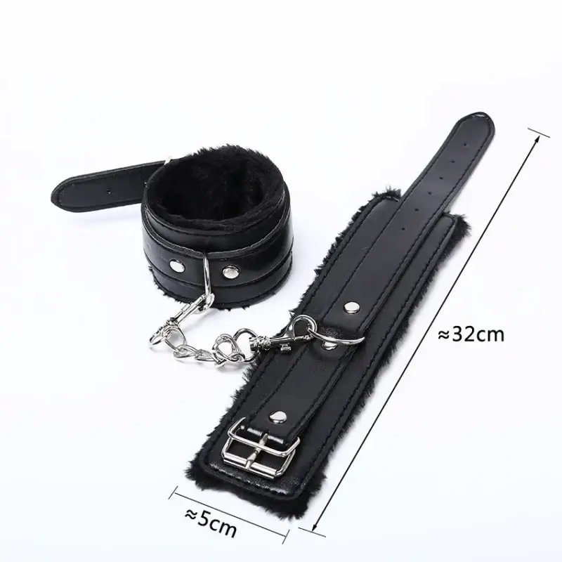 Leather Plush BDSM Ankle Handcuffs - 4 Colors Available