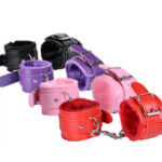 Leather Plush BDSM Ankle Handcuffs - 4 Colors Available