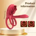 Rose-Shaped Vibrating Penis Sleeve with Cock Ring for Couple