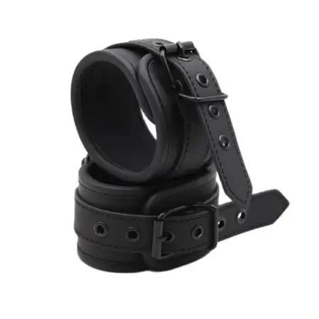 Black Adjustable Faux Leather Bondage Handcuffs