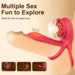 Rose-Shaped Vibrating Penis Sleeve with Cock Ring for Couple