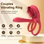 Rose-Shaped Vibrating Penis Sleeve with Cock Ring for Couple