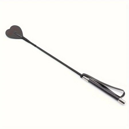 Leather BDSM Riding Crop with Heart-Shaped Tip