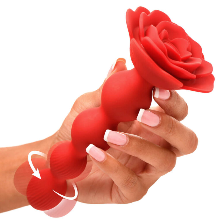 Rose Shape Rotating Anal Beads with Remote Control