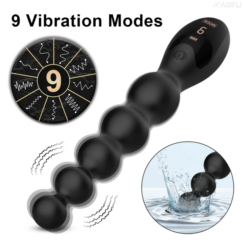 Vibrating Anal Beads Wand with LED Screen