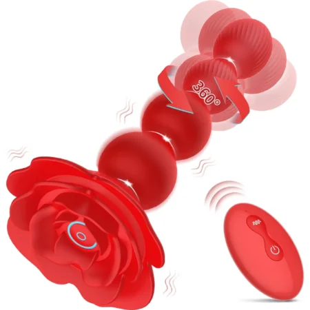 Rose Shape Rotating Anal Beads with Remote Control