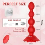 Rose Shape Rotating Anal Beads with Remote Control