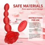 Rose Shape Rotating Anal Beads with Remote Control