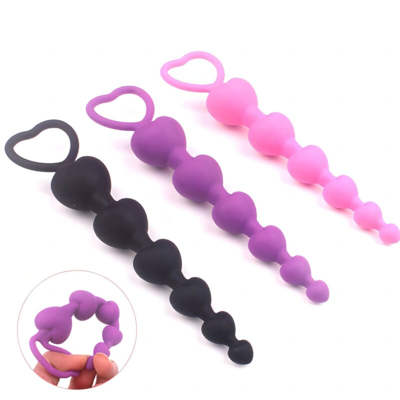 Heart-Shaped Silicone Anal Beads